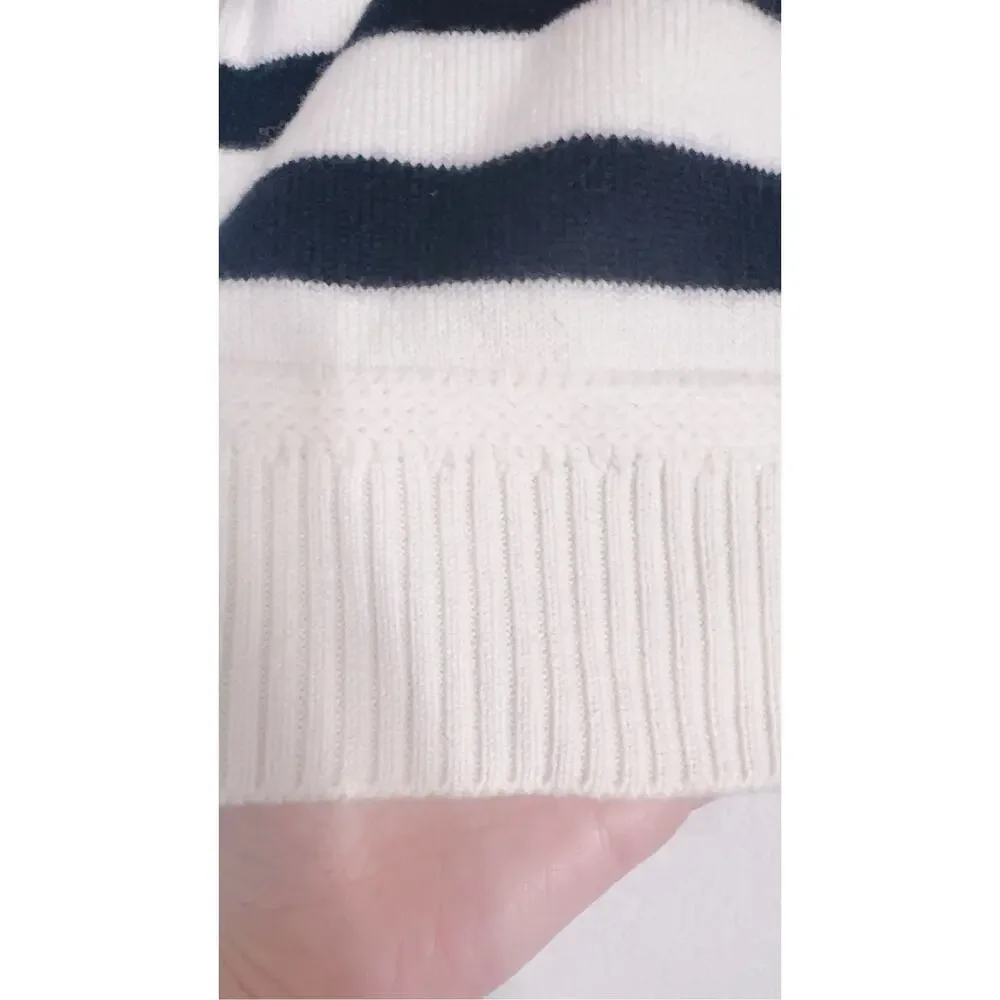 Sezane Bastien wool Sweater Ecru Marine Striped Knit Pullover M - Picture 8 of 10